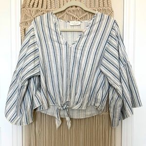 Blue and white stripe beach top